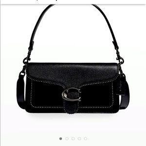 Tabby Leather Shoulder Bag Beaded Gunmetal Trim